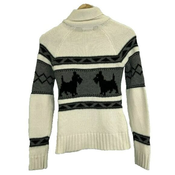 Bluenotes Cardigan Sweater Womens Size XS Scottie Dog Shawl Collar Grandpa Dad - Picture 3 of 3